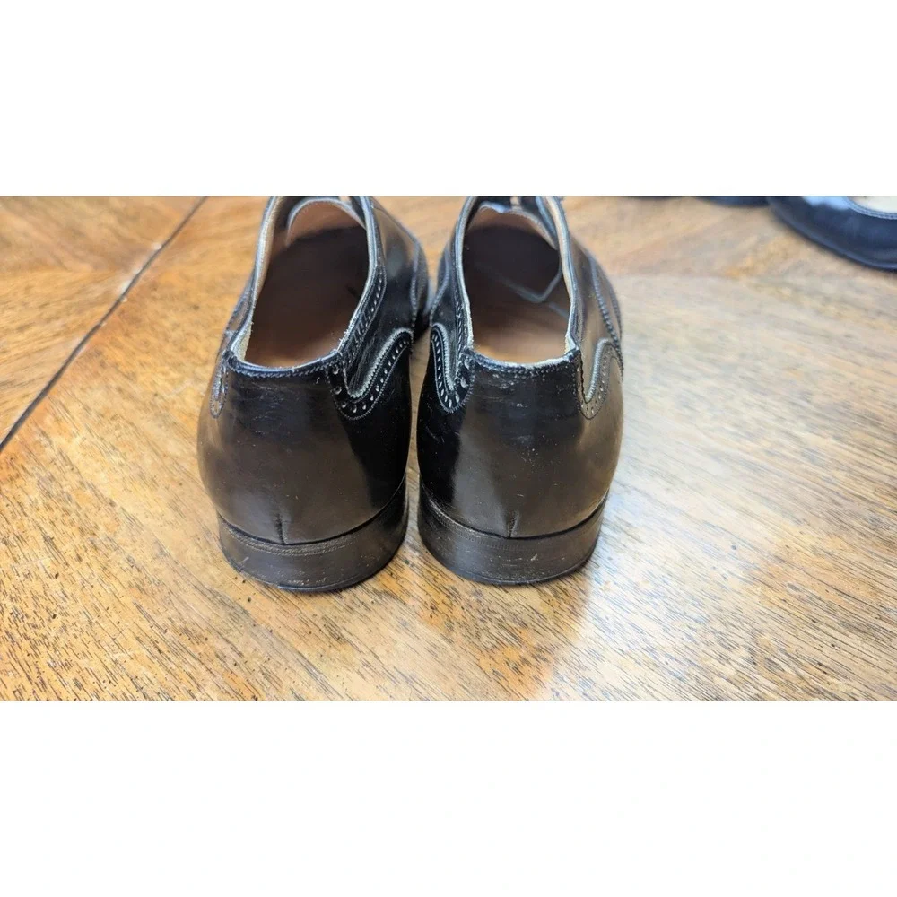 Salvatore Ferragamo 112 Wingtip Oxfords Black Polished Calf Leather Shoes 10B